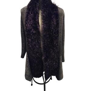 Lauren Michelle Women's Long Sleeve‎ Open Front Cardigan with Faux Fur Collar